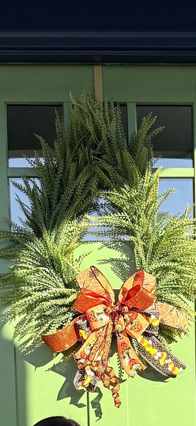 Customer photo review of 26"L X 17"W Draped Button Fern Wreath Tt Green FG688535