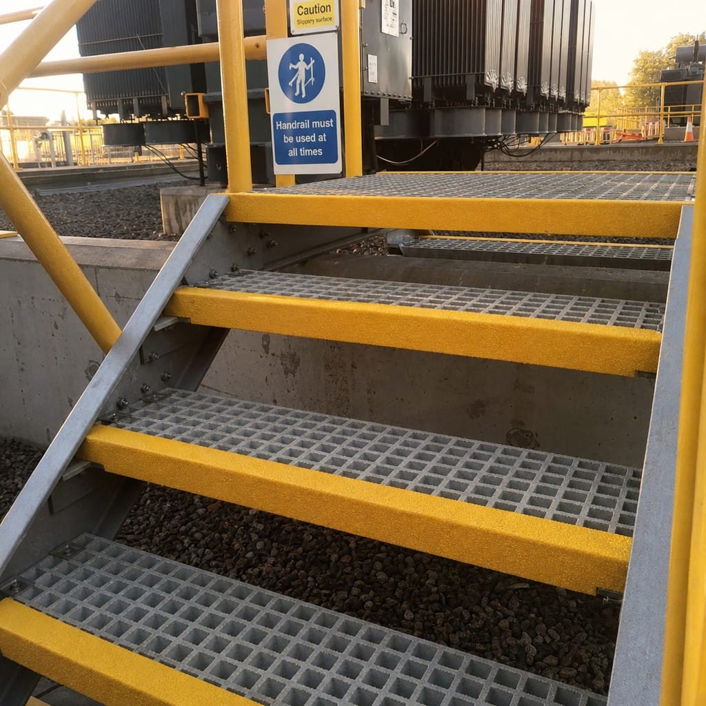 Customer photo review of Anti Slip GRP Stair Nosing 70x30mm Fire Retardant