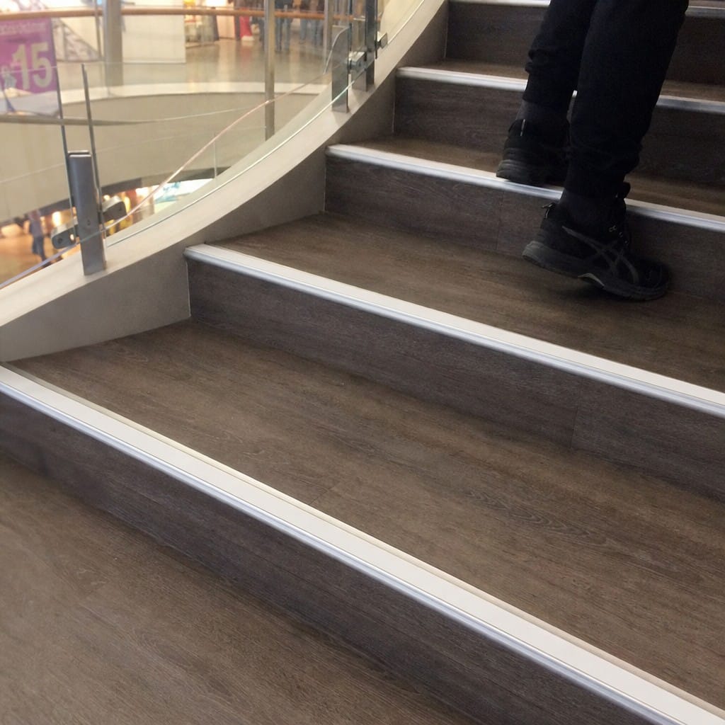 Customer photo review of Rake Back Aluminium Stair Nosing | Single Channel | 3.22m (3220mm)