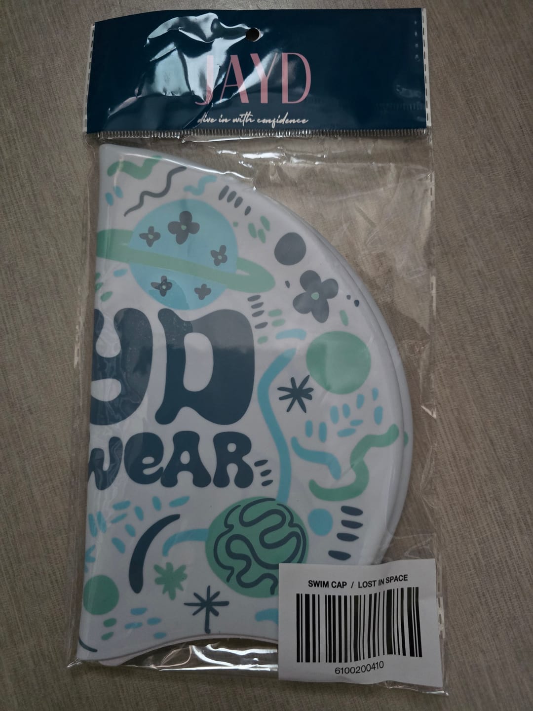 Customer photo review of JAYD Swim Cap - Lost In Space