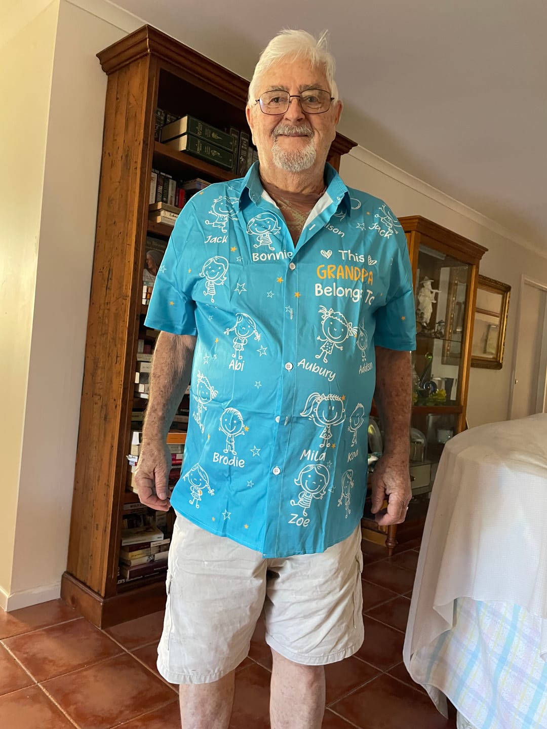 Customer photo review of Personalized Hawaiian Shirt- This Grandpa Belongs To Doodle