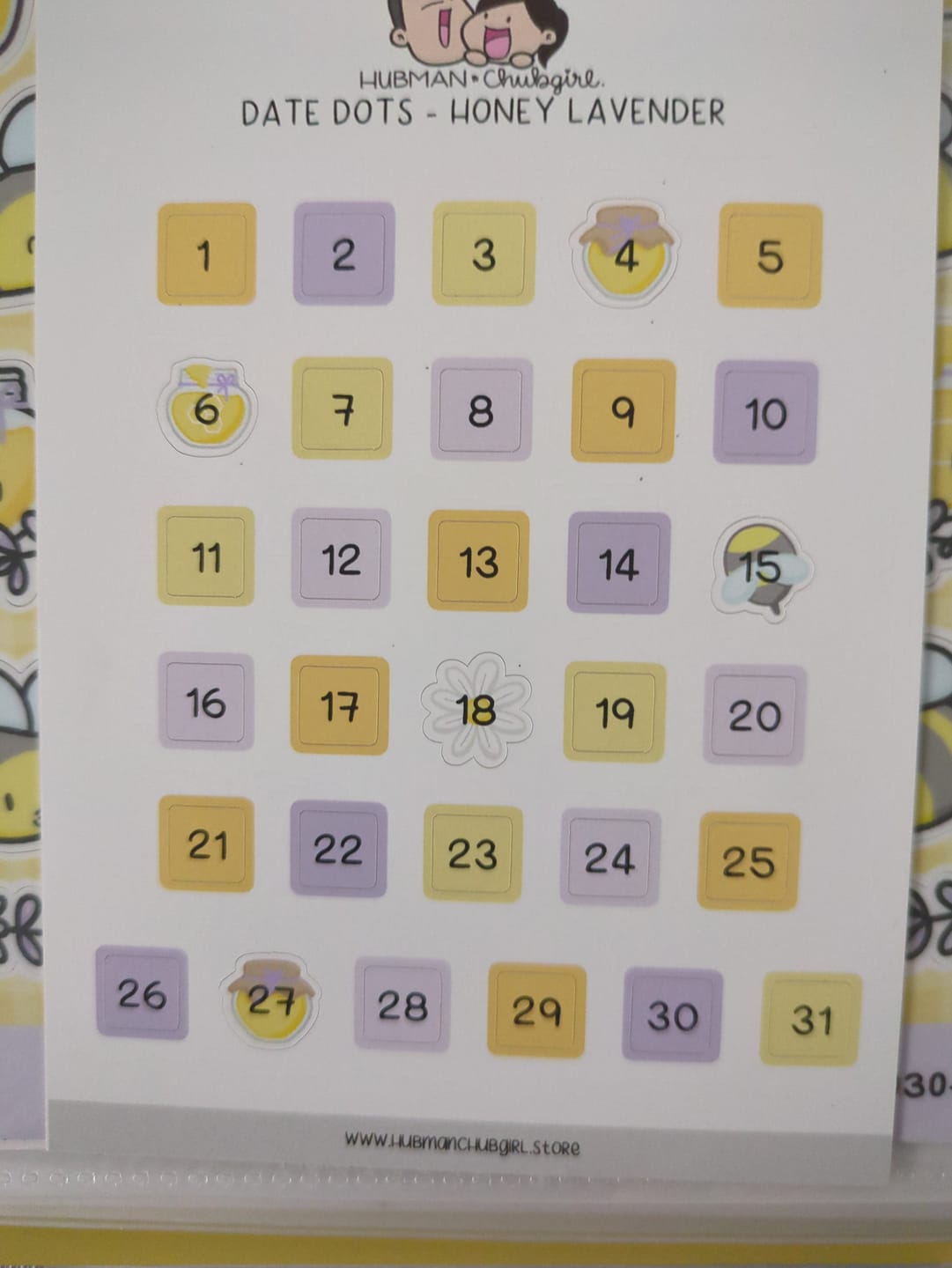 Customer photo review of Date Dots - Honey Lavender Planner Stickers