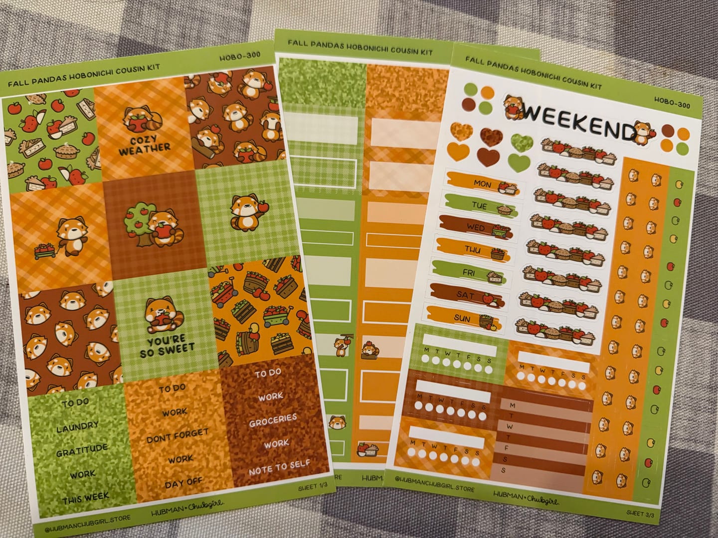 Customer photo review of Fall Pandas Theme Hobonichi Cousin Weekly Kit (Set of 3)