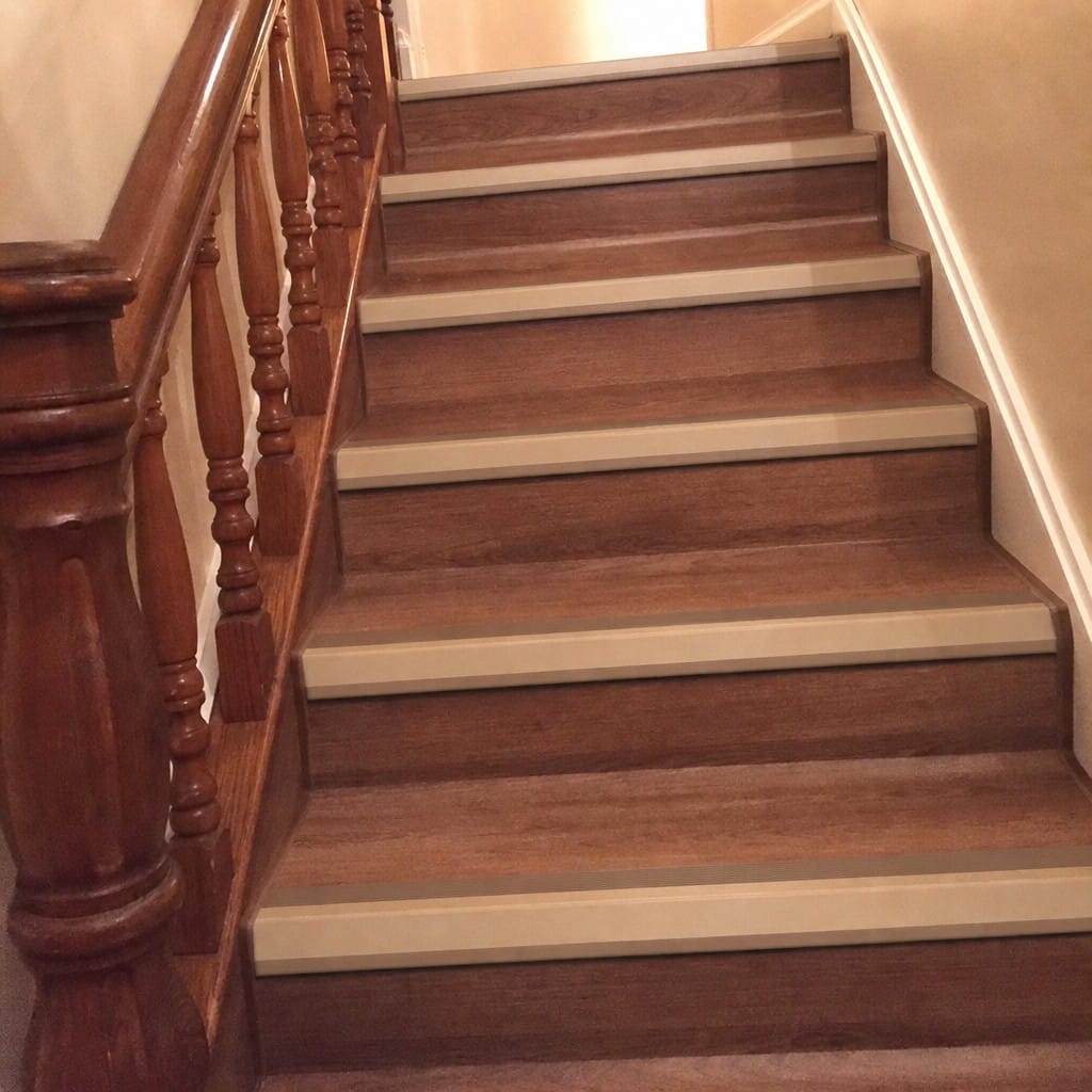 Customer photo review of Rake Back Double Channel Stair Nosing 2.44m 93mm Vinyl
