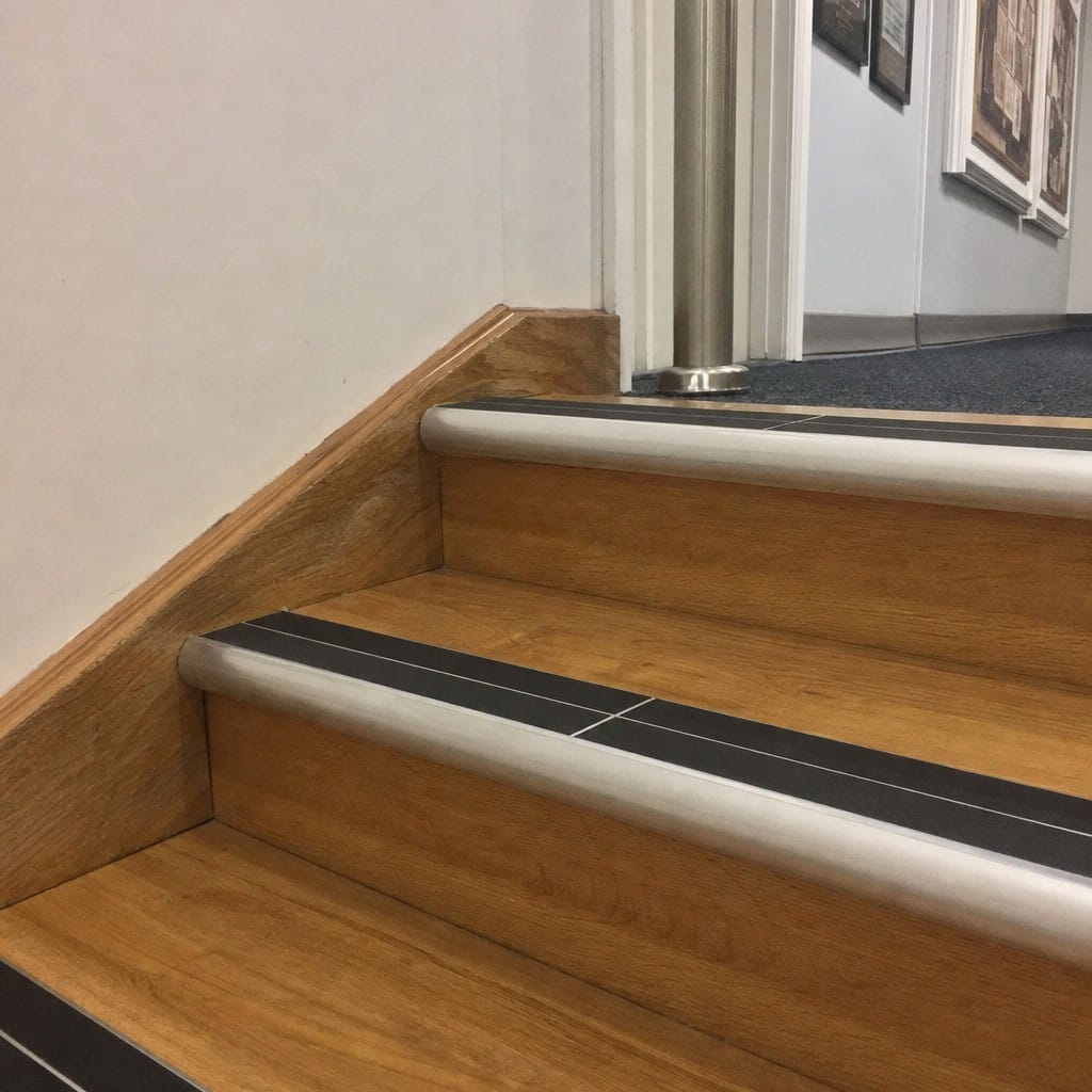 Customer photo review of Medium Duty Bullnose Aluminium Stair Nosing 3.22m Double Channel