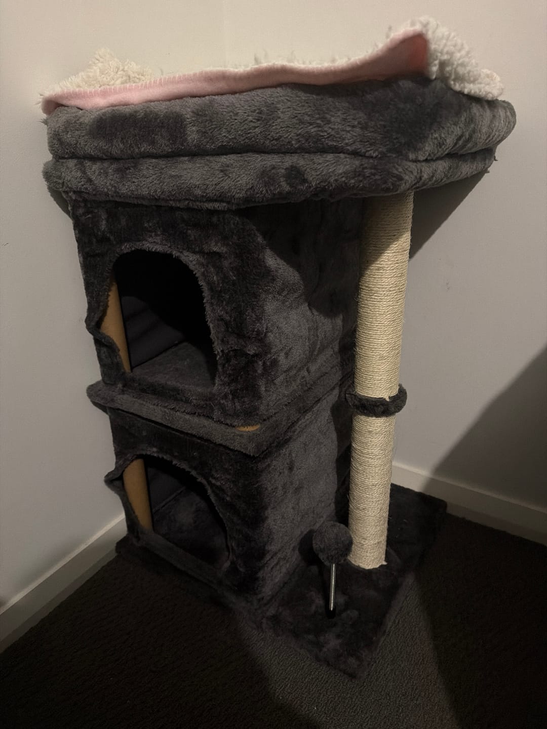 Customer photo review of Cat Tree Cat Tower Top Perch Sisal Post E1 Particle Board Dark Grey