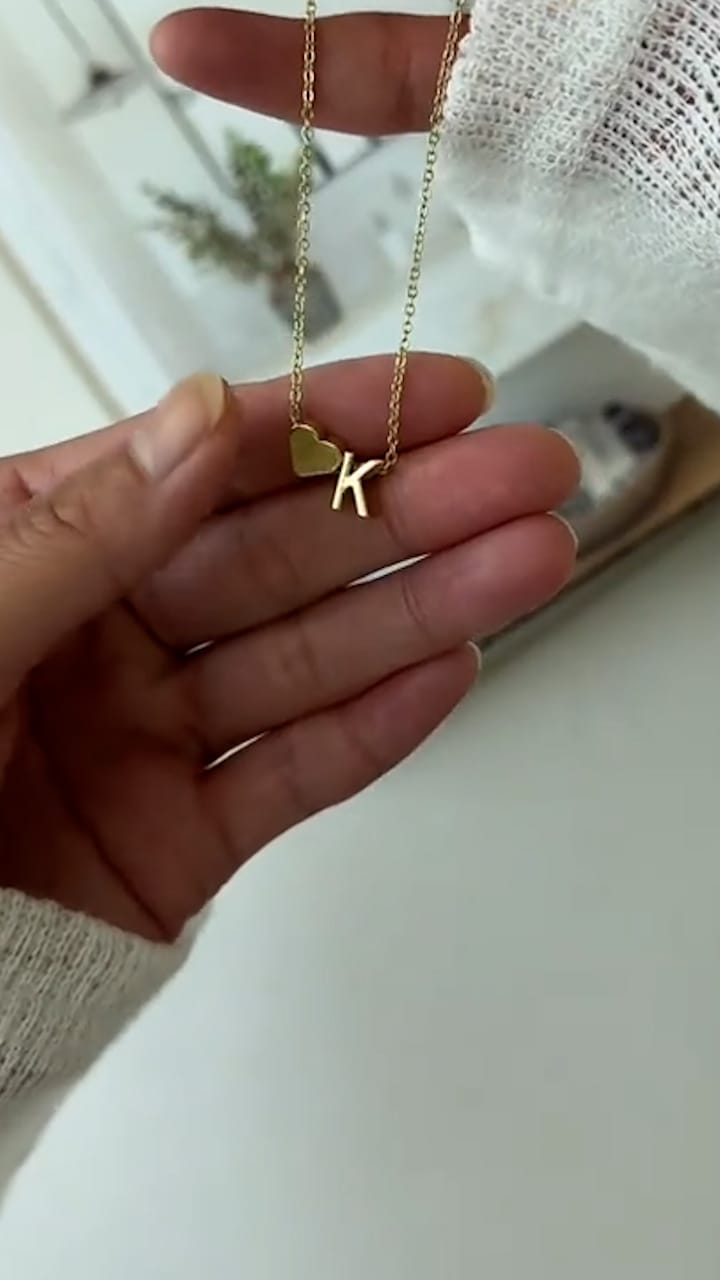 Customer photo review of Heart Initial Necklace