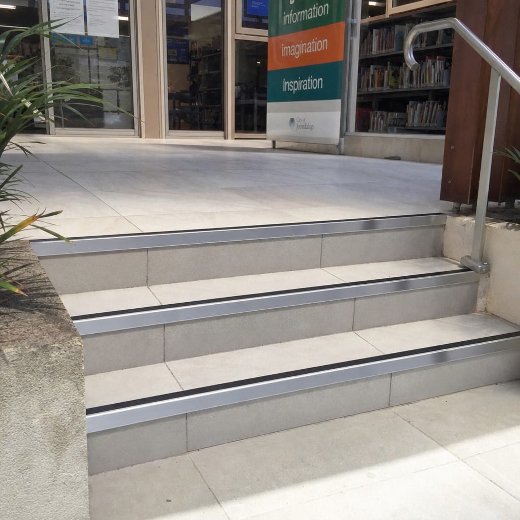 Customer photo review of Square Aluminium Stair Nosing 2.75m 56mm Tread Single
