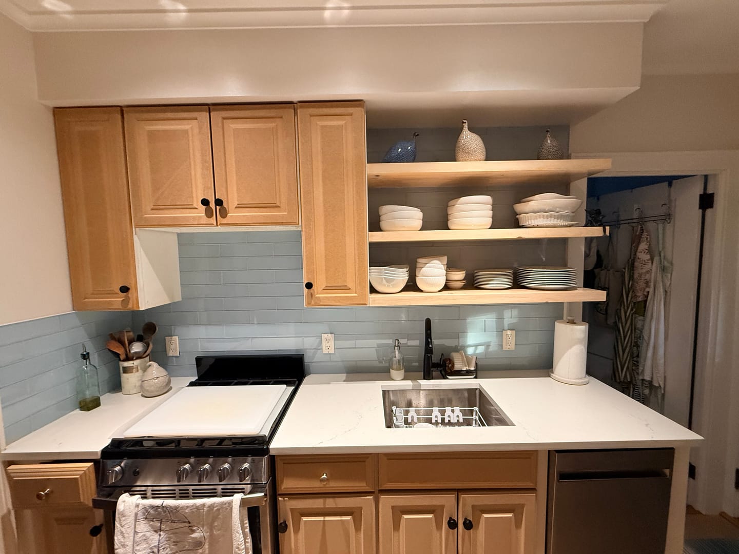 Customer photo review of Rustic Pine Floating Shelves