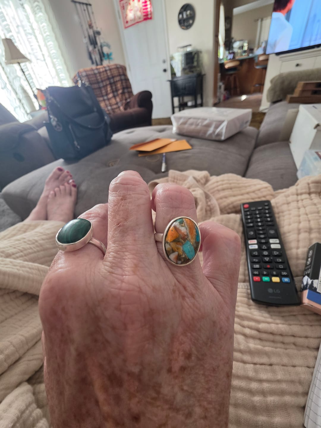 Customer photo review of Oyster Copper Turquoise Ring Sterling Silver