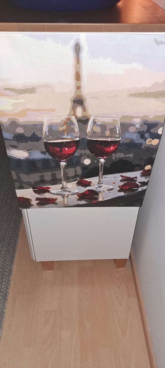 Customer photo review of Wine Glasses and Eiffel Tower 40x50cm - Paint By Numbers