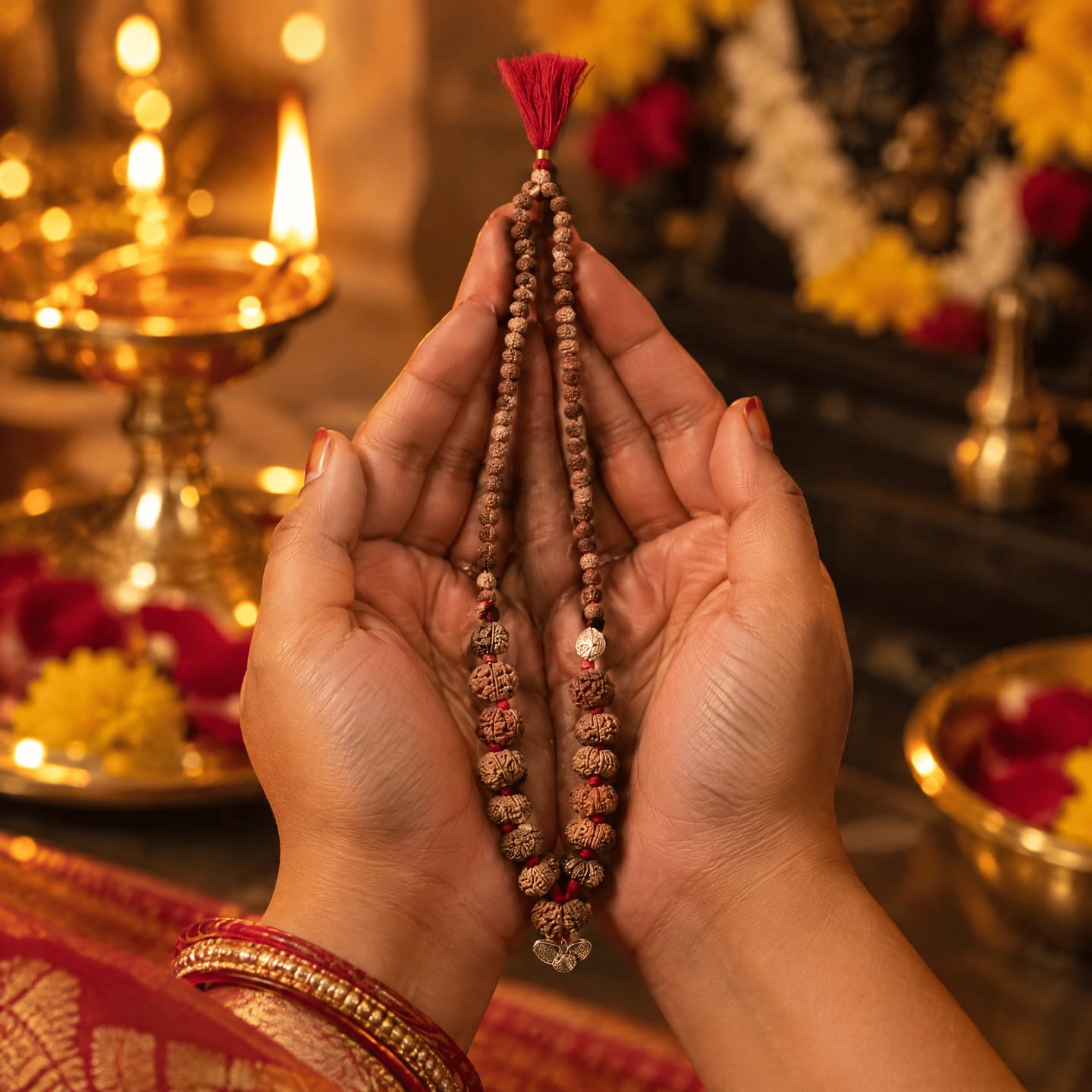Customer photo review of 1-14 Mukhi Rudraksha Mala (Indian)