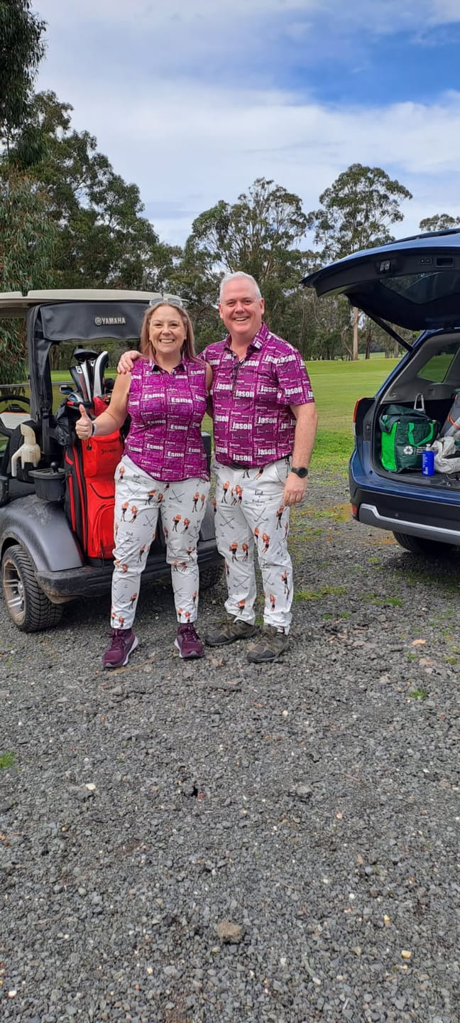 Customer photo review of Men's Custom Photo Face & Your Name Stretch Golf Pants