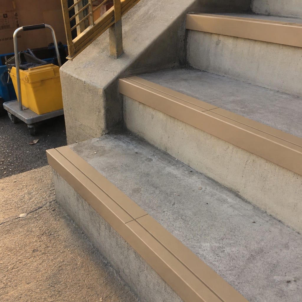 Customer photo review of Aluminium Stair Nosing 85mm Rake Back, Double Channel, 2.44m-3.22m
