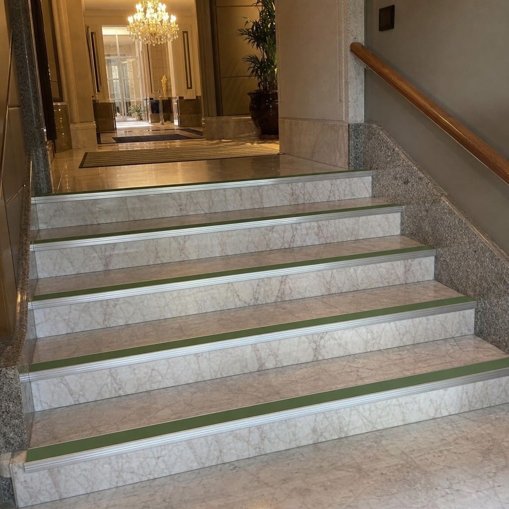 Customer photo review of Aluminium Stair Nosing 85mm Square Edge, Double Channel, 2.44m-3.22m