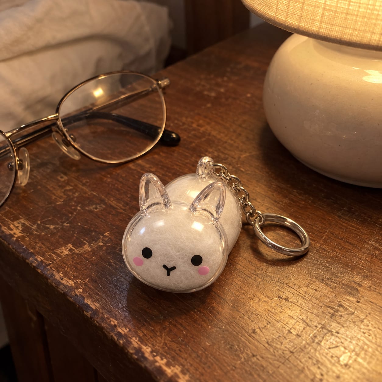 Customer photo review of Keepsake Keychain That Holds Your Bunny's Fur
