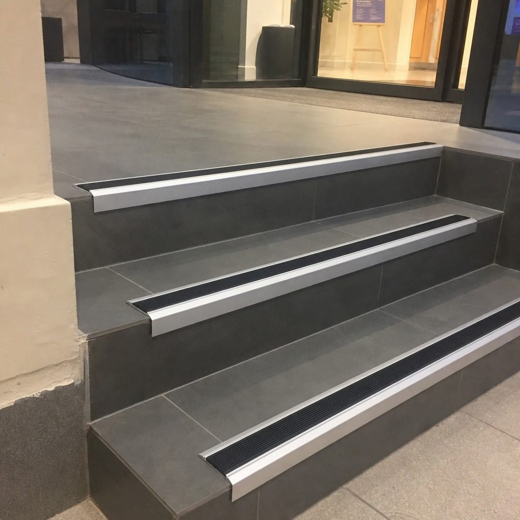 Customer photo review of Commercial Anodised Stair Nosing 46x30mm Anti Slip Rubber Insert