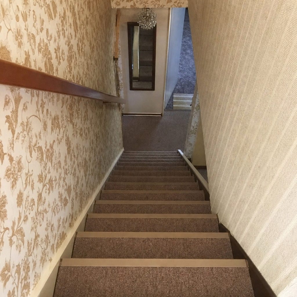 Customer photo review of Aluminium Stair Nosing 85mm Rake Back, Double Channel, 2.44m-3.22m