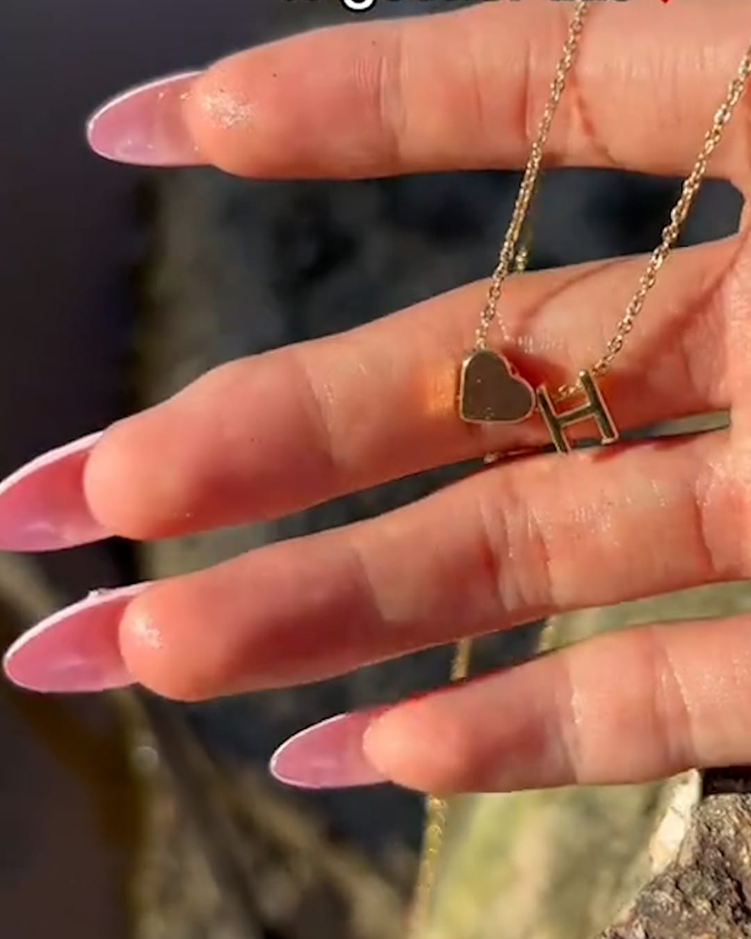 Customer photo review of Heart Initial Necklace