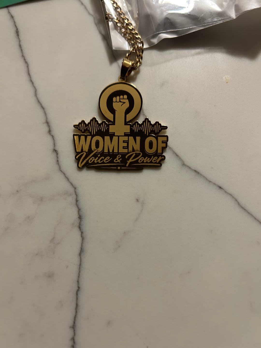 Customer photo review of Custom Logo Engraved Photo Pendant Necklace