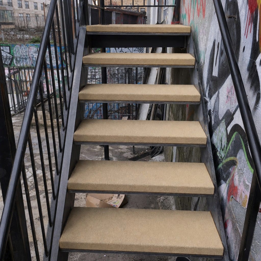 Customer photo review of Anti Slip GRP Stair Tread Covers Multi Colour 10 Year