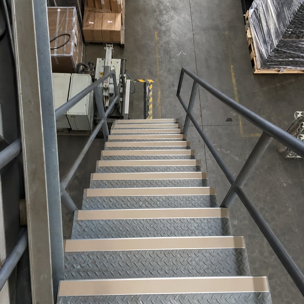 Customer photo review of Aluminium Stair Nosing 3.22m Rake Back Single Channel