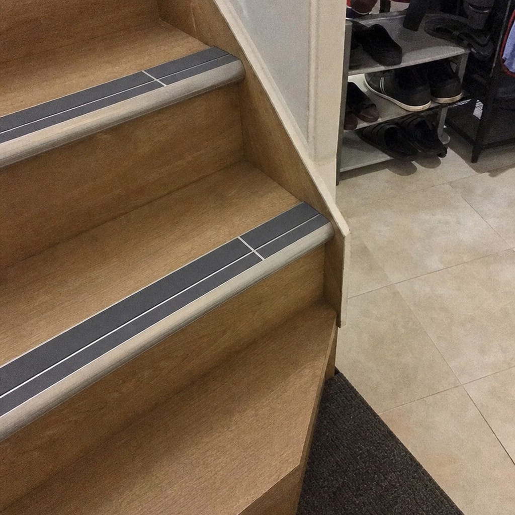 Customer photo review of Bullnose Stair Nosing 2.75m Aluminium Double Channel PVC