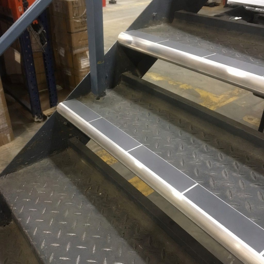 Customer photo review of Bullnose Stair Nosing 2.75m Aluminium Double Channel PVC