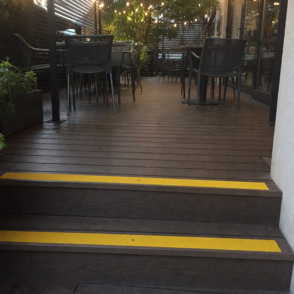 Customer photo review of 90mm Medium Grit Non-Slip Decking Strips GRP Wet Frosty