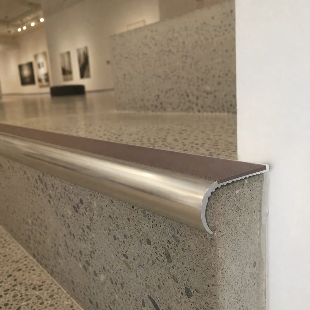 Customer photo review of Bullnose Stair Nosing 3.22m Aluminium 55mm Tread Single Channel