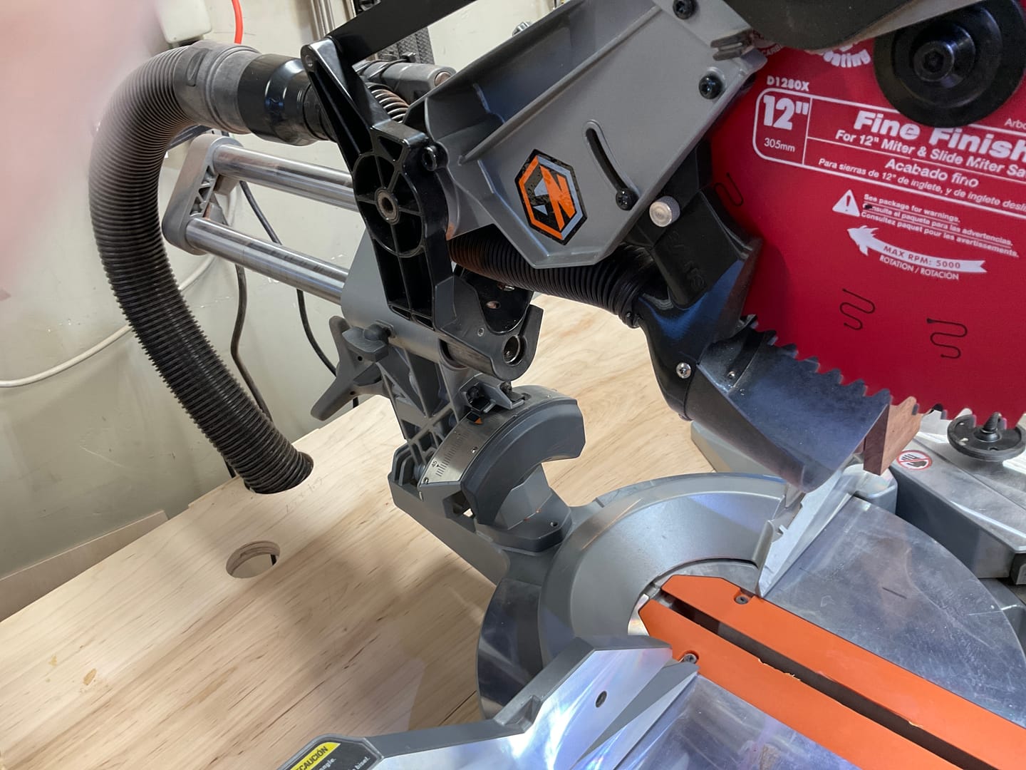 Customer photo review of Dust Collection Chute for Ridgid 12" Sliding Miter Saw (R4222)