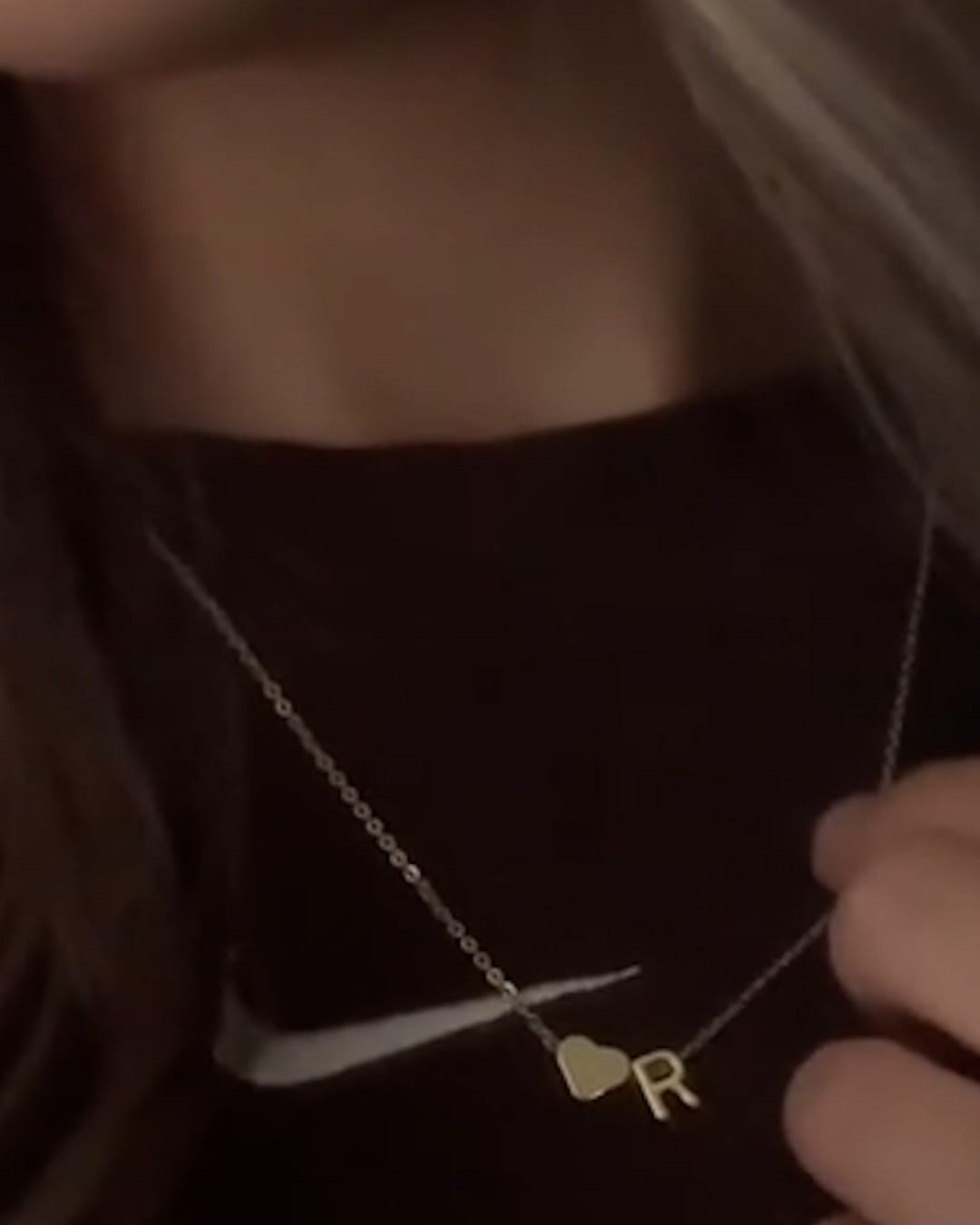 Customer photo review of Heart Initial Necklace