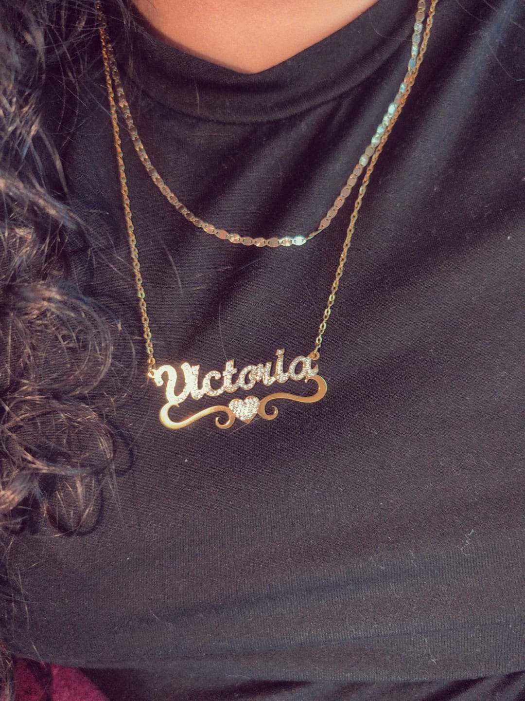 Customer photo review of Iced Heart Name Necklace
