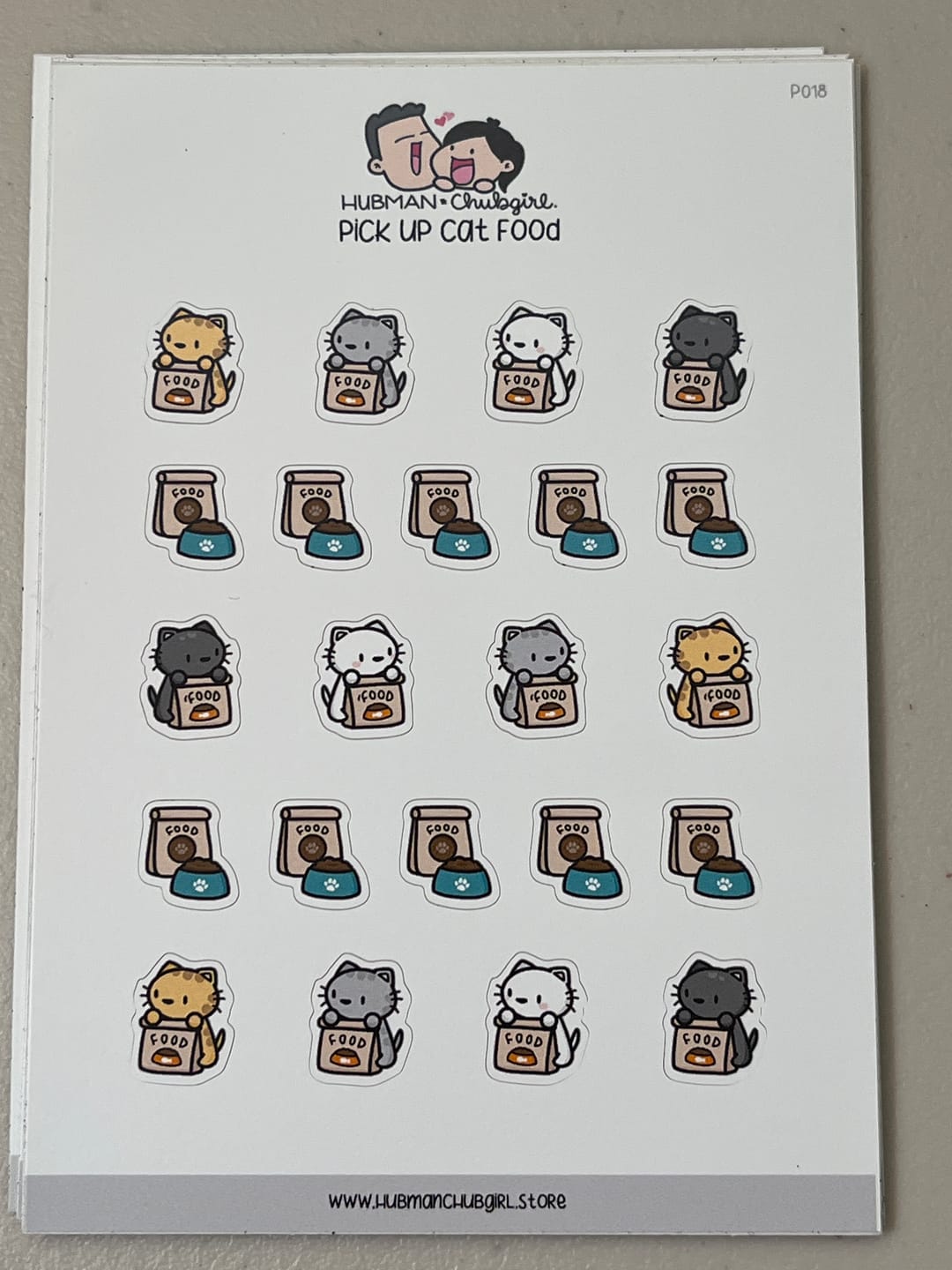 Customer photo review of Pick Up Cat Food Planner Stickers