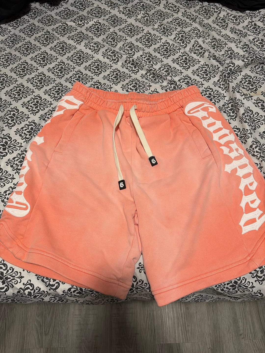 Customer photo review of Godspeed Courtside Shorts Faded Orange Cream