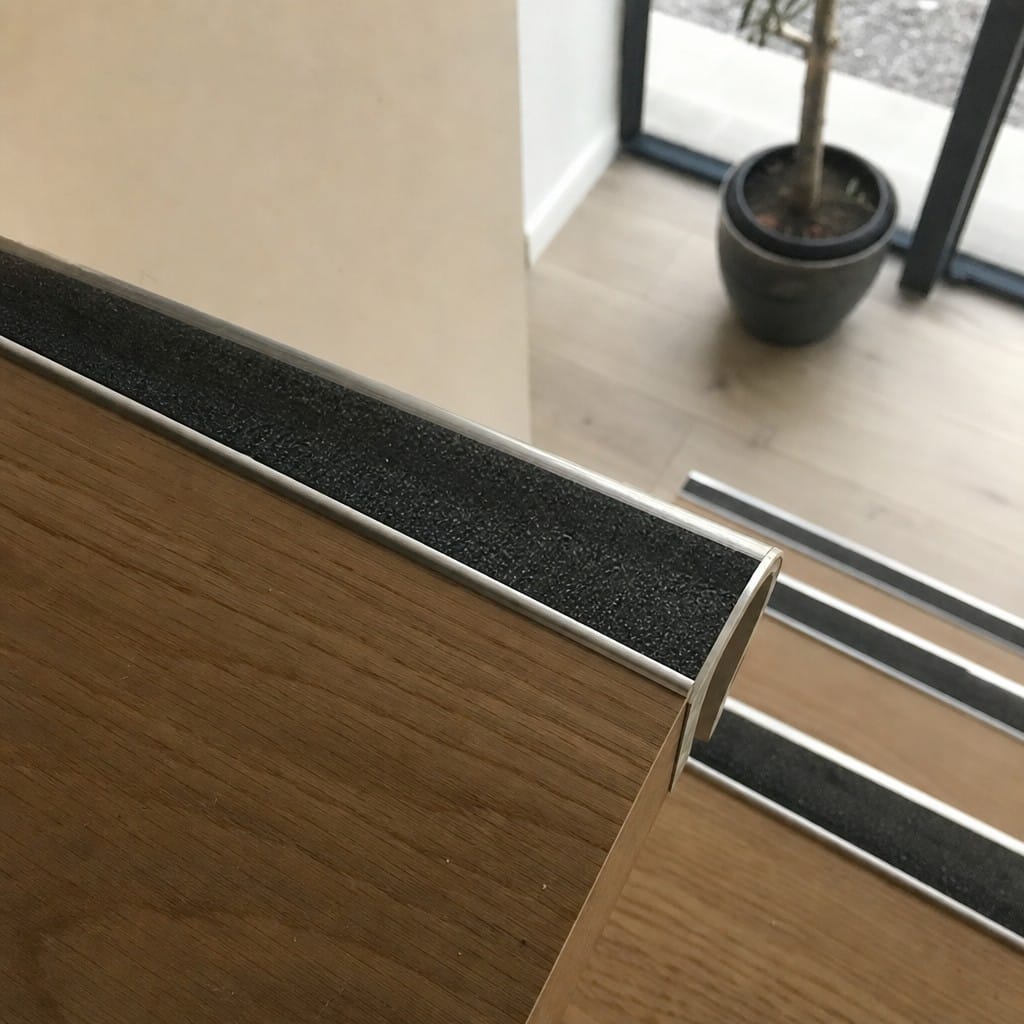 Customer photo review of Aluminium Stair Nosing 55mm Bullnose PVC Insert Indoor