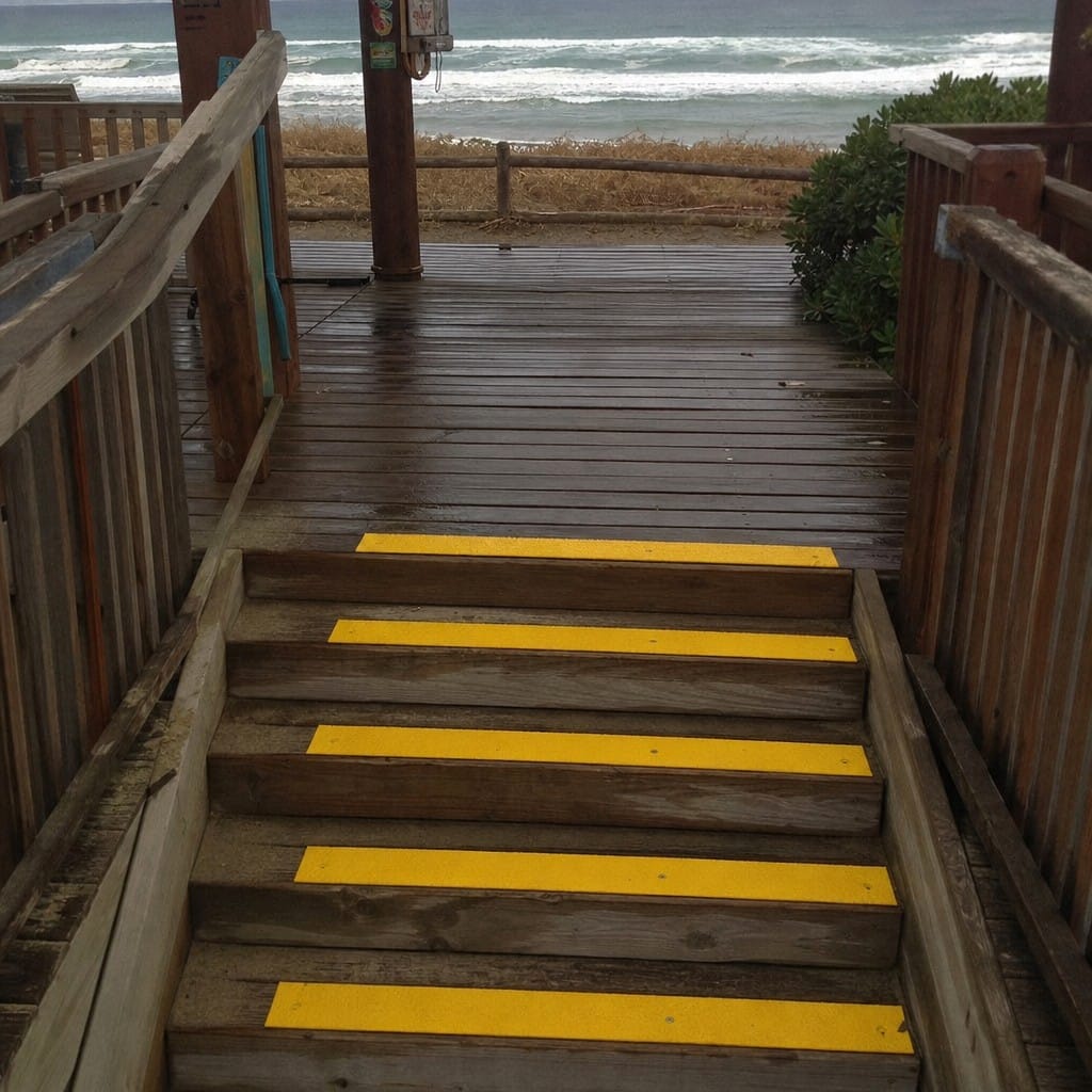 Customer photo review of 90mm Medium Grit Non-Slip Decking Strips GRP Wet Frosty