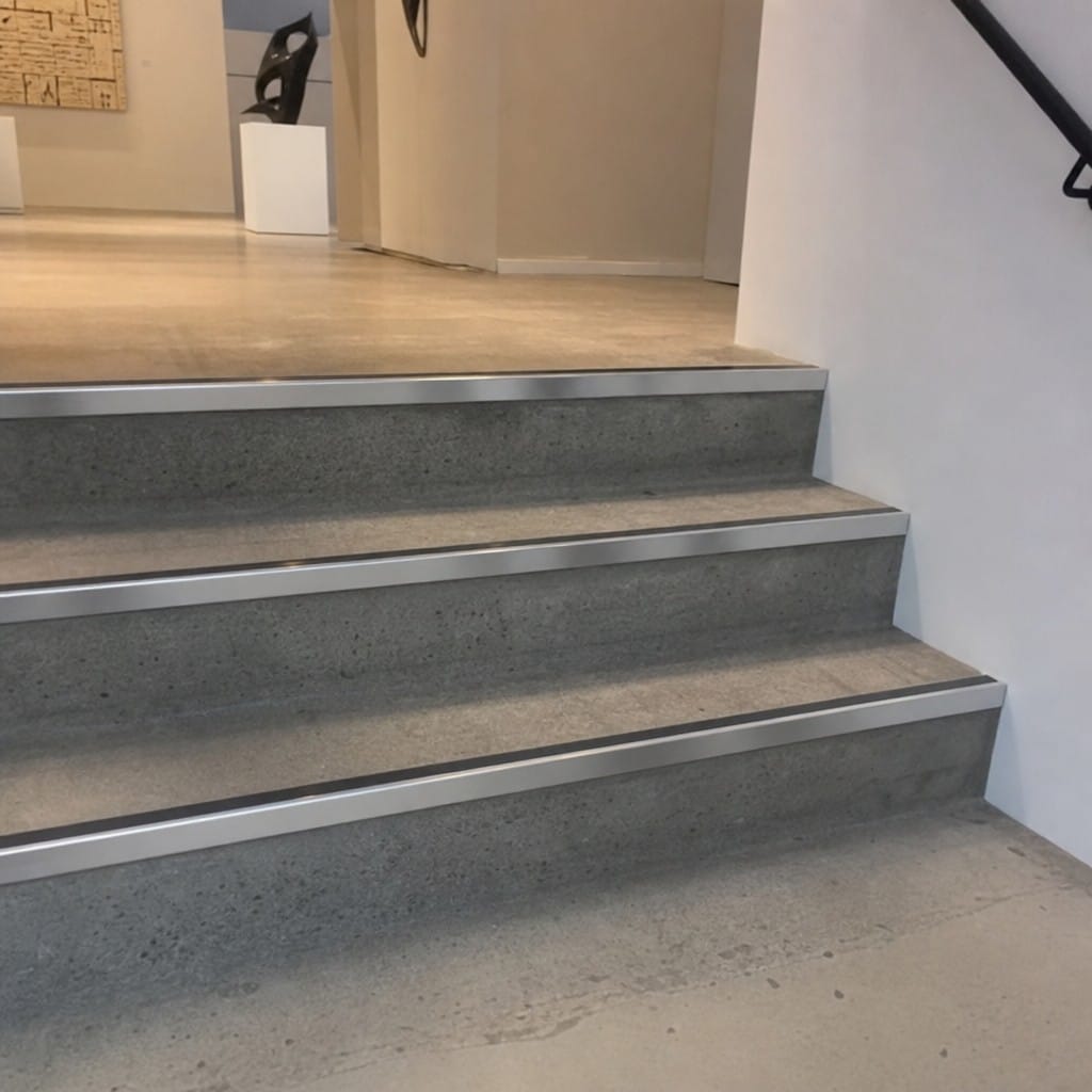 Customer photo review of Square Aluminium Stair Nosing 2.75m 56mm Tread Single
