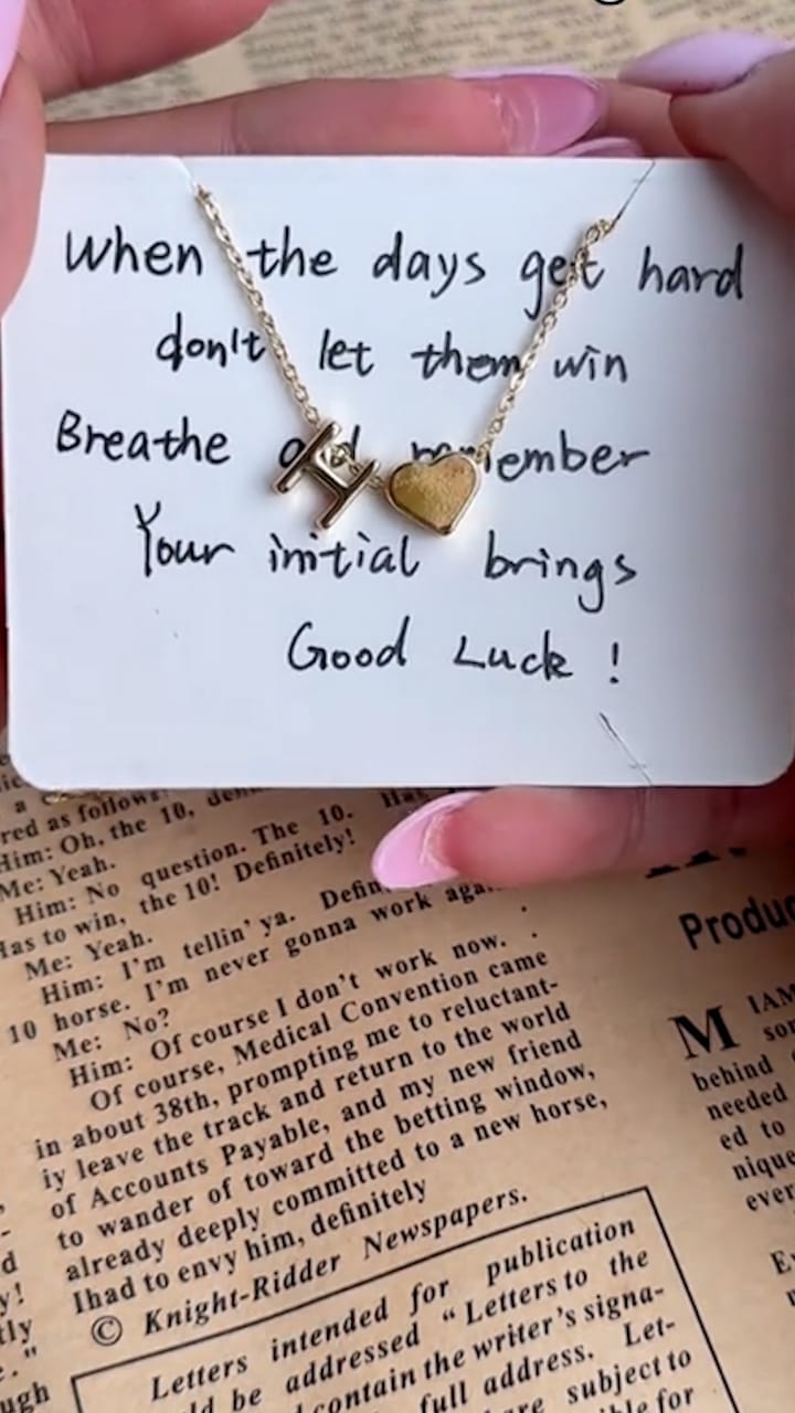 Customer photo review of Heart Initial Necklace