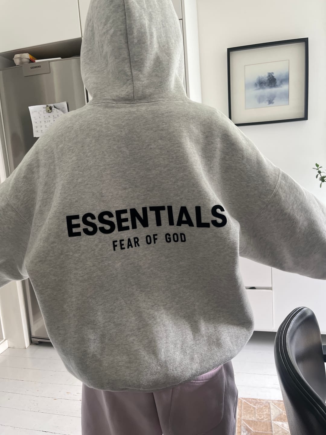 Customer photo review of Fear of God Essentials Hoodie 'Light Oatmeal'