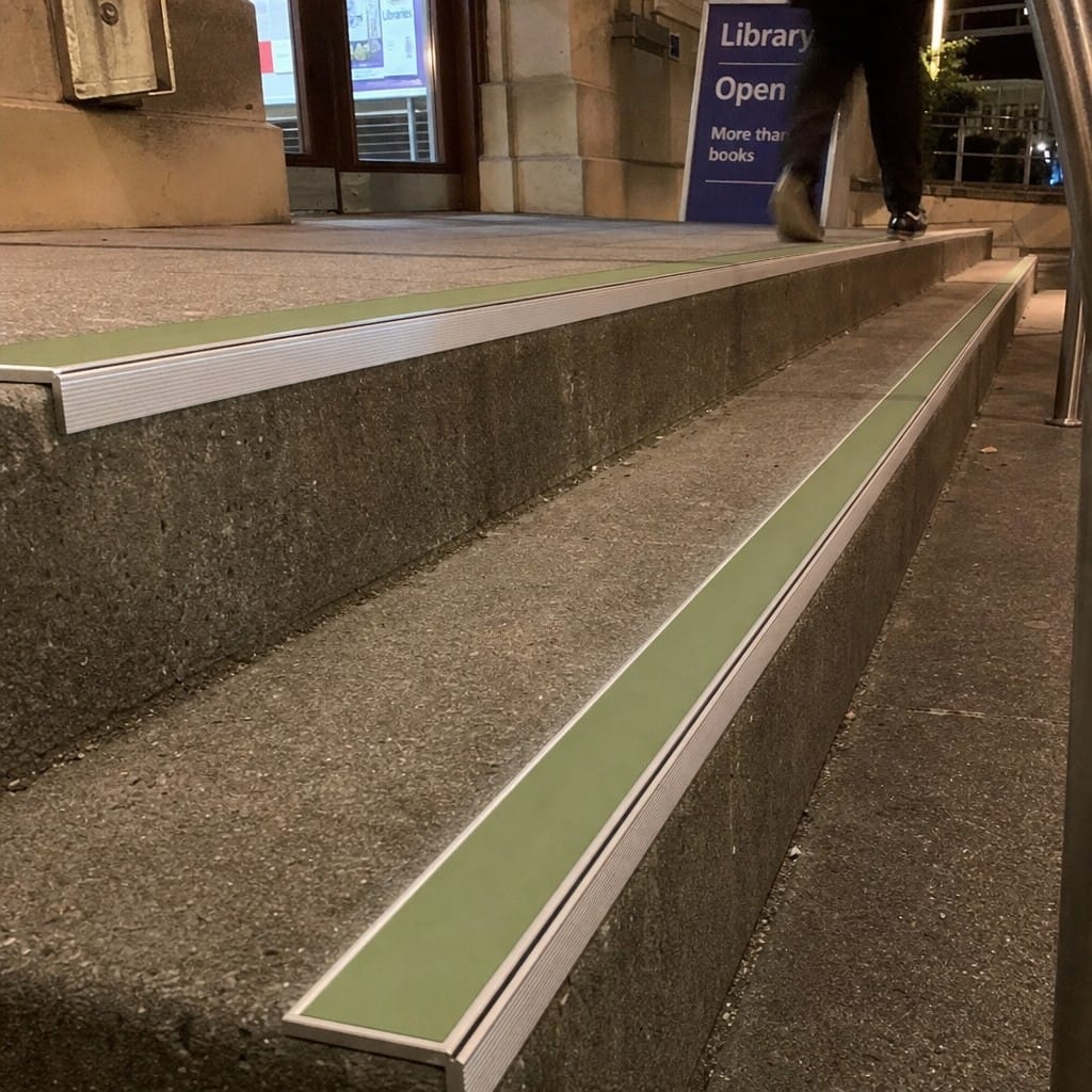 Customer photo review of Aluminium Stair Nosing 85mm Square Edge, Double Channel, 2.44m-3.22m