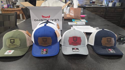 Customer photo review of (12 Pack) Custom Leather Patch Hats
