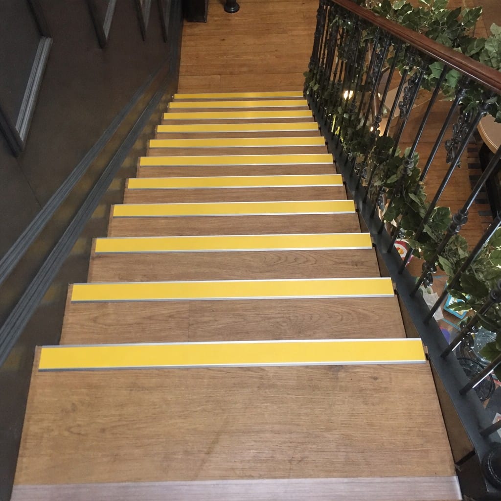 Customer photo review of Aluminium Rake Back Stair Nosing 2.44m Single Channel Ramp