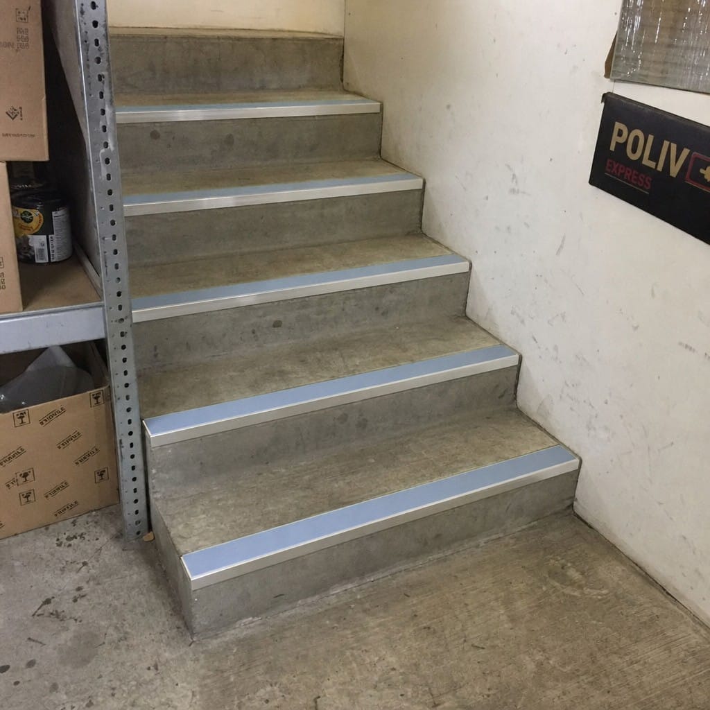 Customer photo review of Square Aluminium Stair Nosing 2.44m Single Insert