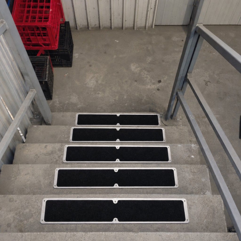 Customer photo review of Aluminium Screw Down Stair Plates Non Slip Resin Bonded