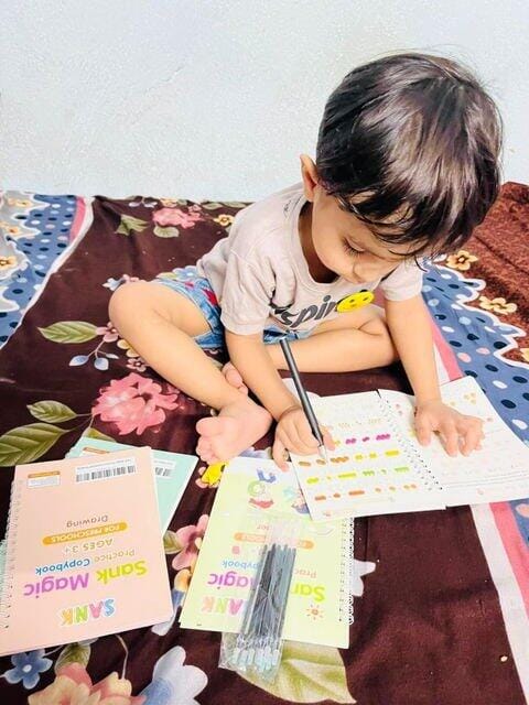 Customer photo review of Sank Magic Practice Copybook Set for Kids – Reusable Handwriting & Learning Books (4 Books)