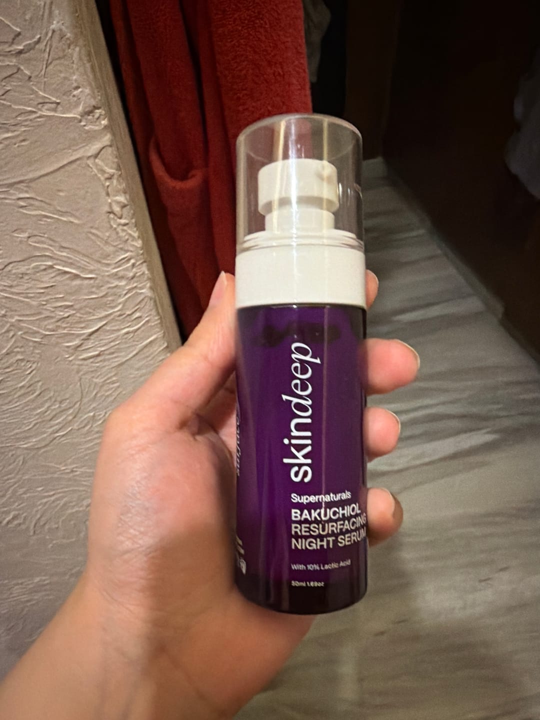 Customer photo review of BAKUCHIOL RESURFACING NIGHT SERUM - with 10% Lactic Acid