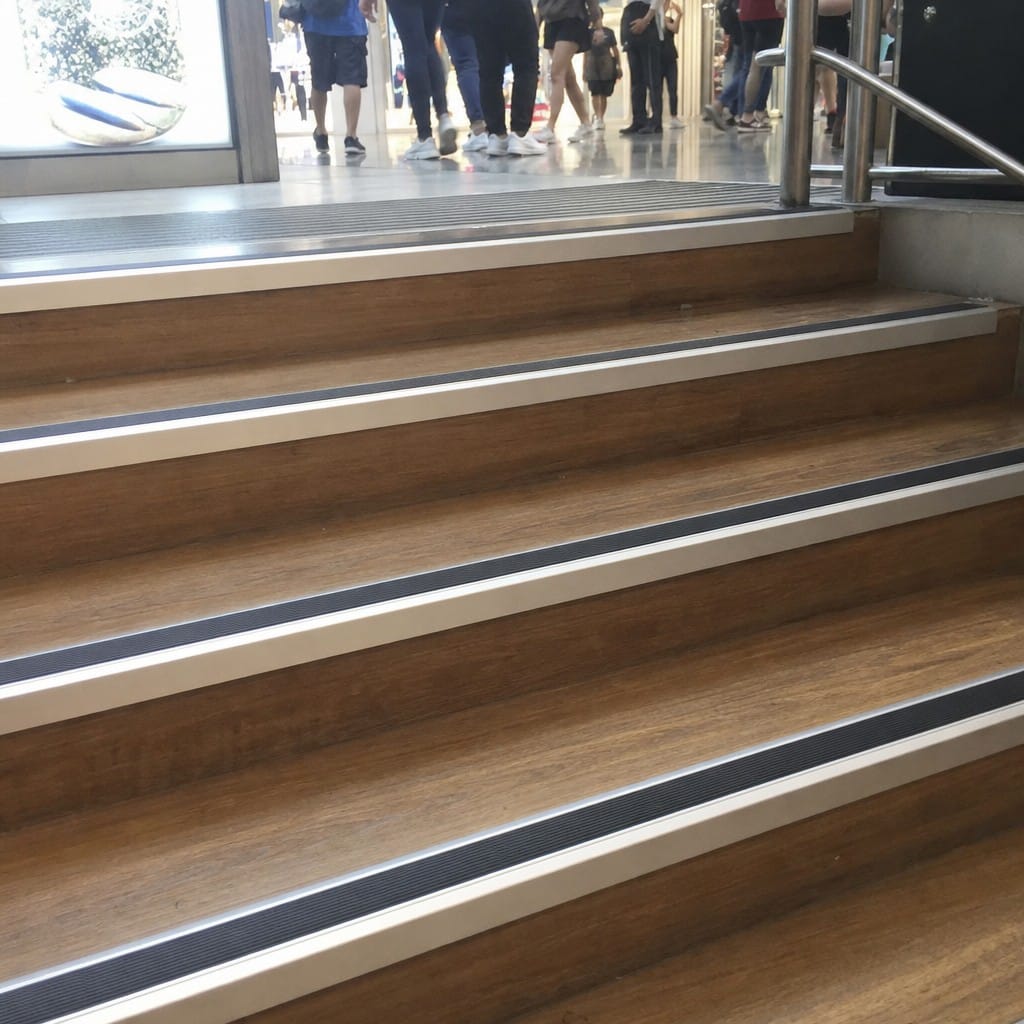 Customer photo review of Commercial Anodised Stair Nosing 46x30mm Anti Slip Rubber Insert