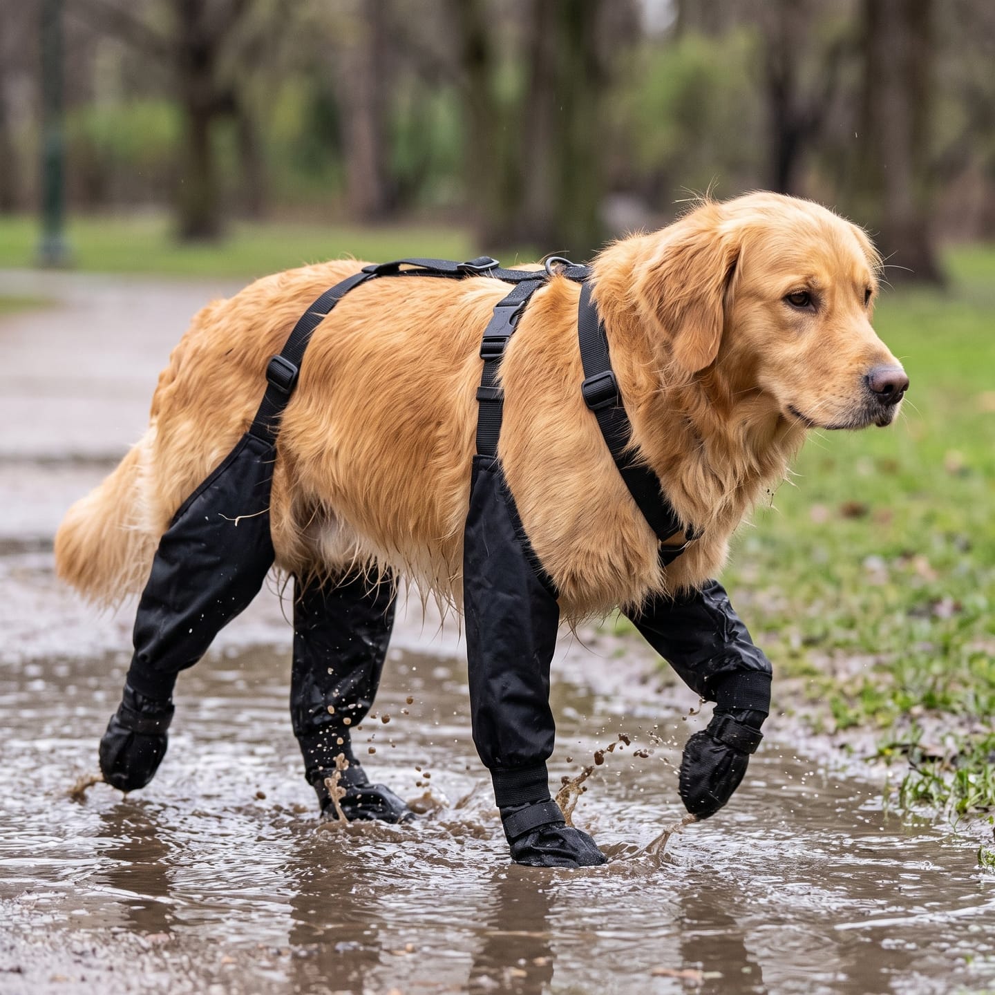 Customer photo review of Botas impermeables para perro