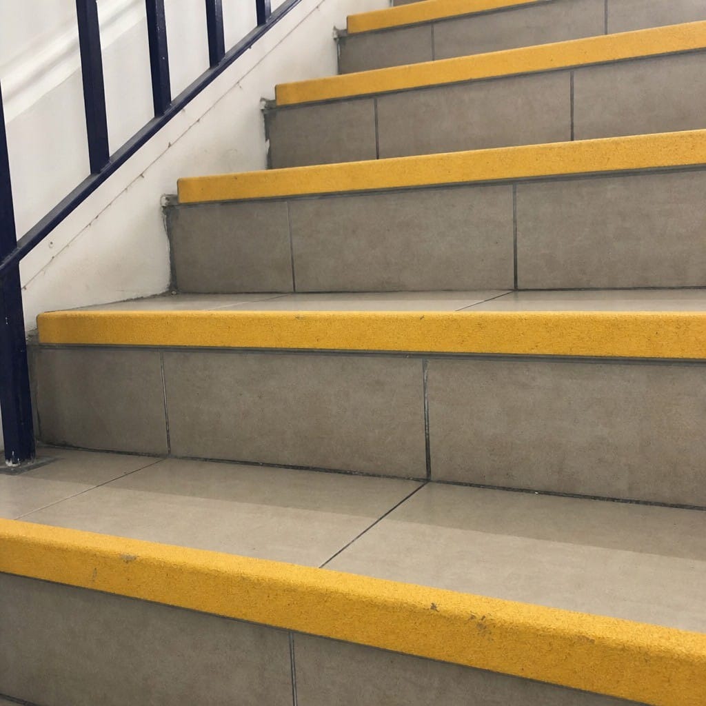 Customer photo review of Anti-Slip Stair Nosing 55 x 55mm GRP Medium Grit, 9 Colours